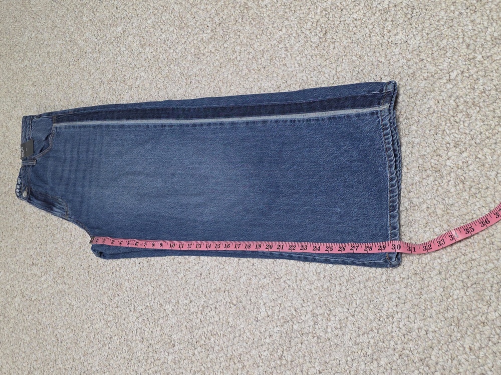PRIMARK Wide Leg Mid Rise Jeans Two Tone Denim Side Stripe - Picture 11 of 16